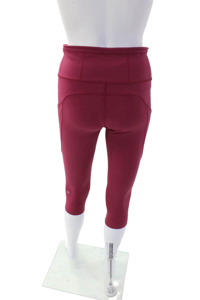 Lululemon Womens Capri Pockets Elastic High Waisted Leggings Pink Size 6