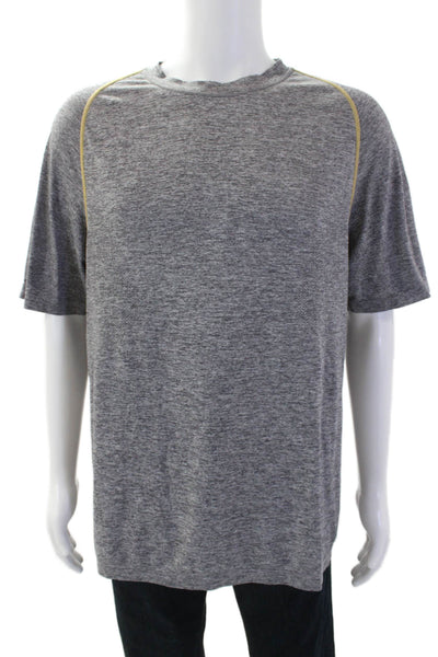 Lululemon Mens Perforated Print Round Neck Short Sleeve T-Shirt Gray Size XL