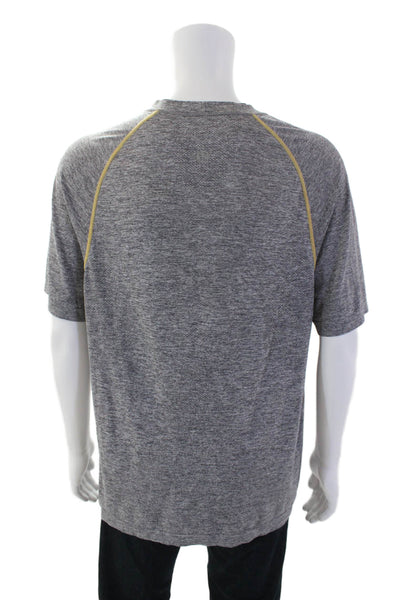 Lululemon Mens Perforated Print Round Neck Short Sleeve T-Shirt Gray Size XL