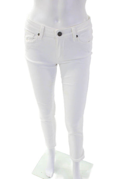 Paige Womens Cotton Skyline Ankle Peg Skinny Zip Fly Denim White Size 27