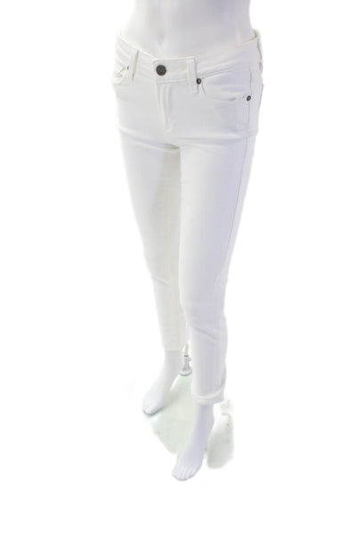 Paige Womens Cotton Skyline Ankle Peg Skinny Zip Fly Denim White Size 27