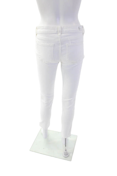 Paige Womens Cotton Skyline Ankle Peg Skinny Zip Fly Denim White Size 27