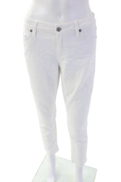 Vince Cotton Crop Skinny Ankle Slim Fit Button Fly Denim Jeans White Size 28