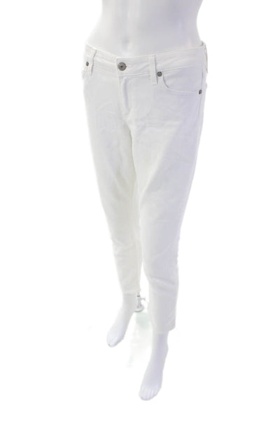 Vince Cotton Crop Skinny Ankle Slim Fit Button Fly Denim Jeans White Size 28