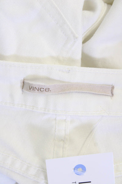 Vince Cotton Crop Skinny Ankle Slim Fit Button Fly Denim Jeans White Size 28