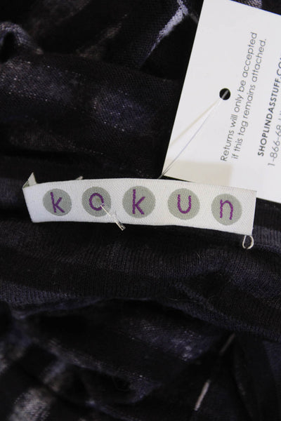 Kokun Womens Striped Stretch Knit Long Sleeve Blouse Top Purple Size XS