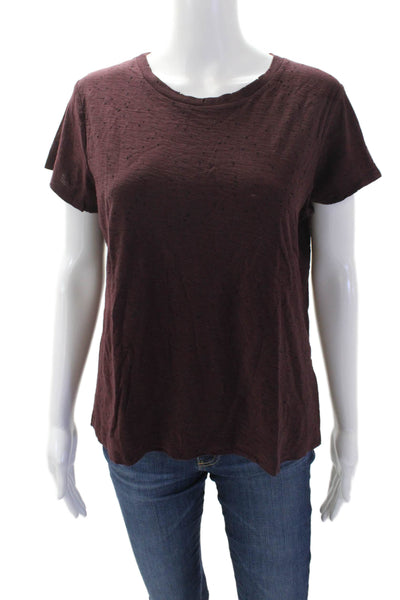 Nation LTD Womens Spotted Print Short Sleeve Basic T-Shirt Red Size M
