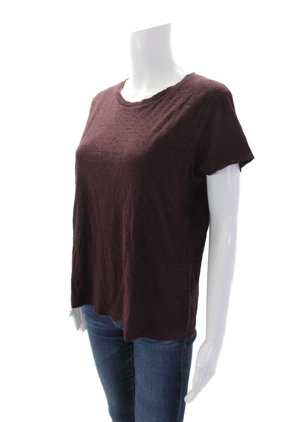 Nation LTD Womens Spotted Print Short Sleeve Basic T-Shirt Red Size M