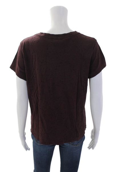 Nation LTD Womens Spotted Print Short Sleeve Basic T-Shirt Red Size M