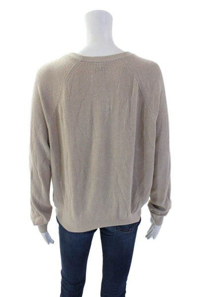 Splendid Womens Long Sleeve Pullover Knit Crew Neck Sweater Beige Size XL