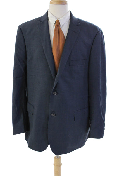 Mantoni Men's Collared Long Sleeves Lined Two Button Jacket Navy Blue Size 46