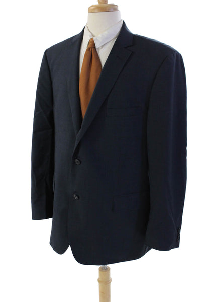 Mantoni Men's Collared Long Sleeves Lined Two Button Jacket Navy Blue Size 46