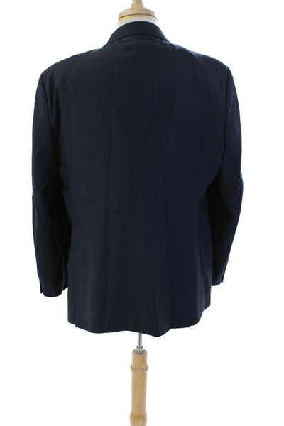 Mantoni Men's Collared Long Sleeves Lined Two Button Jacket Navy Blue Size 46
