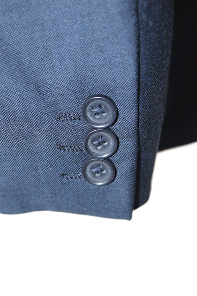 Mantoni Men's Collared Long Sleeves Lined Two Button Jacket Navy Blue Size 46