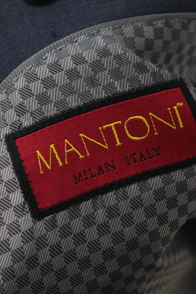 Mantoni Men's Collared Long Sleeves Lined Two Button Jacket Navy Blue Size 46