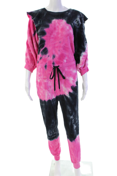 Something Navy Women's Long Sleeves Round Neck Tie Dye Jumpsuit Size XXS