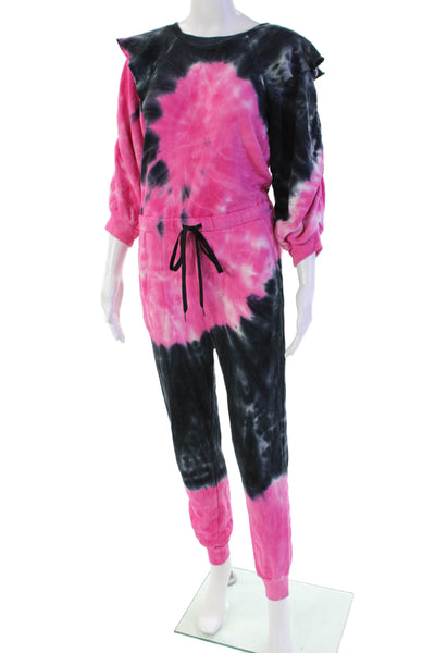 Something Navy Women's Long Sleeves Round Neck Tie Dye Jumpsuit Size XXS
