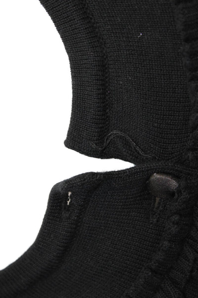 525 America Womens Cotton Ruffle Trim Two Button Cardigan Black Size S