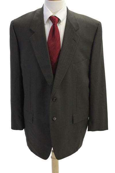 Corneliani Mens Two Button Wide Lapel Blazer Jacket Gray Wool Size 58 Regular