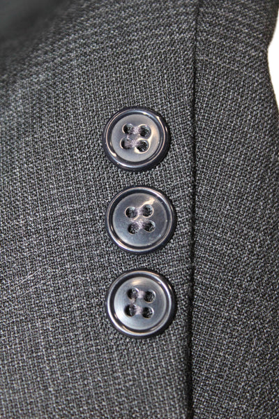 Mani Mens Plaid Two Wide Lapel Button Blazer Jacket Black Wool Size 44 Regular
