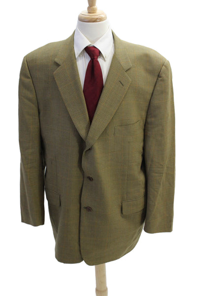 Trussini Mens Houndstooth Print Blazer Jacket Brown Wool Size EUR 62