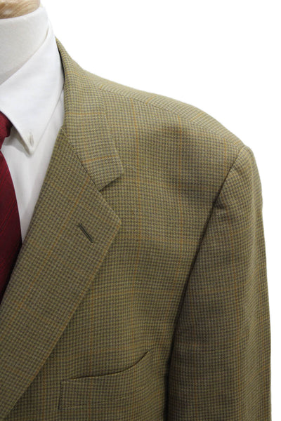Trussini Mens Houndstooth Print Blazer Jacket Brown Wool Size EUR 62
