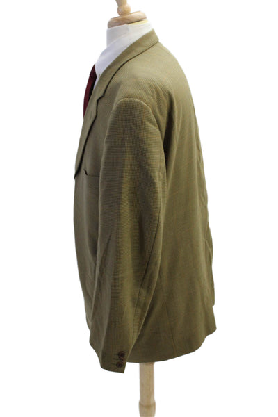 Trussini Mens Houndstooth Print Blazer Jacket Brown Wool Size EUR 62