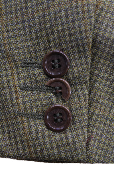 Trussini Mens Houndstooth Print Blazer Jacket Brown Wool Size EUR 62