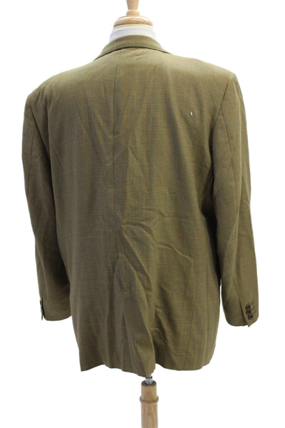 Trussini Mens Houndstooth Print Blazer Jacket Brown Wool Size EUR 62
