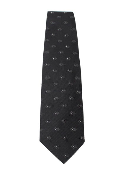 Giorgio Armani Mens Silk Geometric Spotted Print Short Length Tie Black 57"