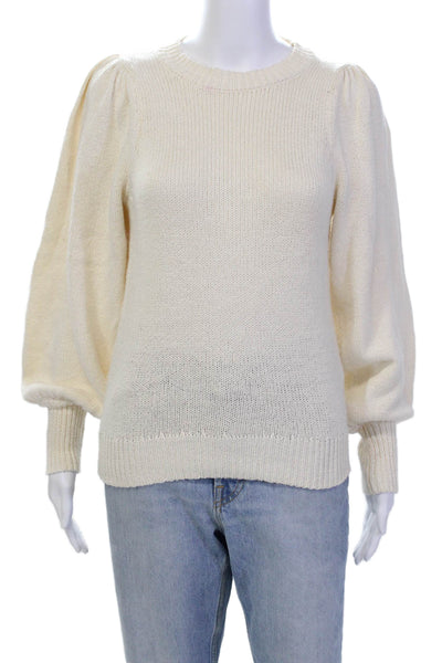 525 Womens Cotton Knit Round Neck Long Sleeve Pullover Sweater Beige Size XS