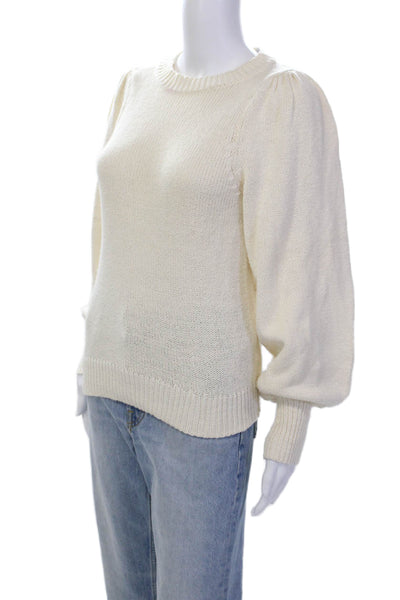 525 Womens Cotton Knit Round Neck Long Sleeve Pullover Sweater Beige Size XS