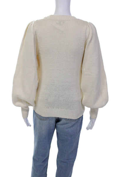 525 Womens Cotton Knit Round Neck Long Sleeve Pullover Sweater Beige Size XS