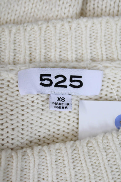525 Womens Cotton Knit Round Neck Long Sleeve Pullover Sweater Beige Size XS