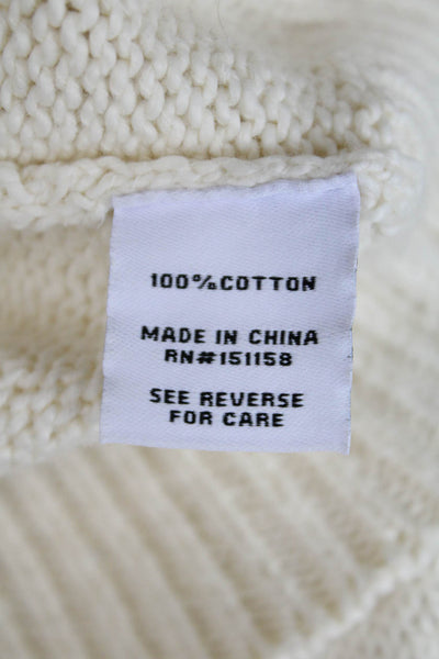 525 Womens Cotton Knit Round Neck Long Sleeve Pullover Sweater Beige Size XS