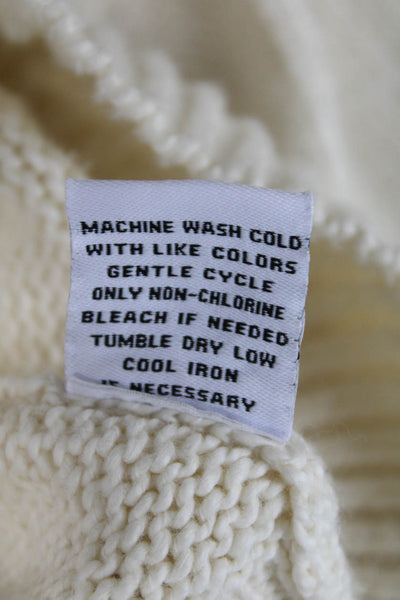 525 Womens Cotton Knit Round Neck Long Sleeve Pullover Sweater Beige Size XS