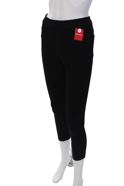 Spanx Womens Stretch Mid-Rise Pull-On Jeggings Solid Black Size PXS