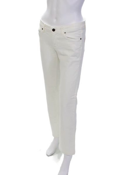 Paige Womens Cotton Low-Rise Zippered Bootcut Jeans Solid White Size 28