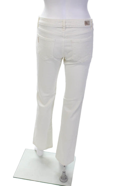 Paige Womens Cotton Low-Rise Zippered Bootcut Jeans Solid White Size 28