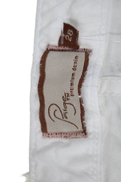 Paige Womens Cotton Low-Rise Zippered Bootcut Jeans Solid White Size 28