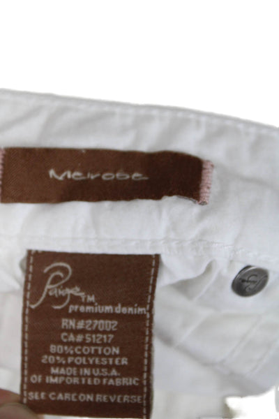 Paige Womens Cotton Low-Rise Zippered Bootcut Jeans Solid White Size 28