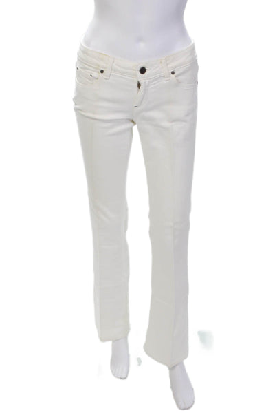 Paige Womens Cotton Low-Rise Zippered Bootcut Jeans Solid White Size 27