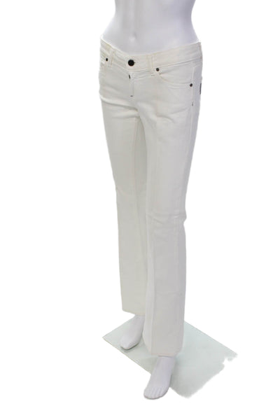 Paige Womens Cotton Low-Rise Zippered Bootcut Jeans Solid White Size 27