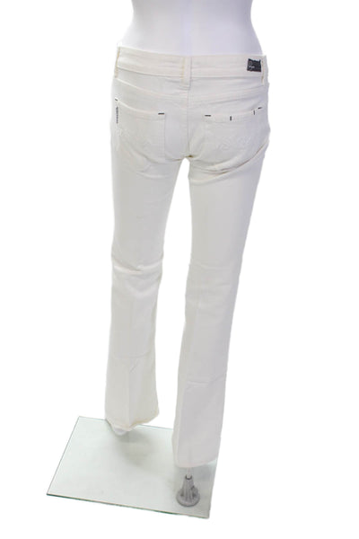 Paige Womens Cotton Low-Rise Zippered Bootcut Jeans Solid White Size 27
