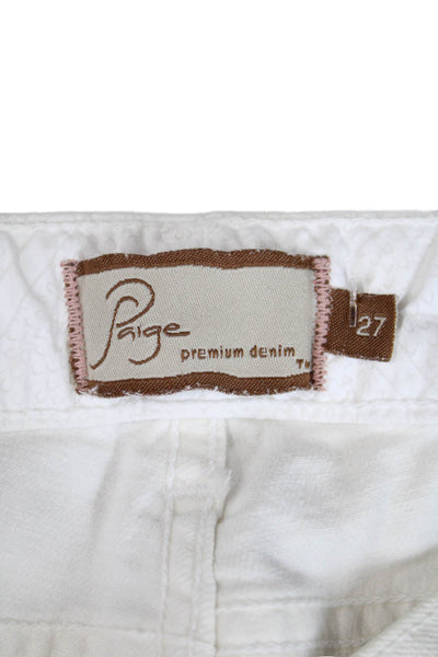Paige Womens Cotton Low-Rise Zippered Bootcut Jeans Solid White Size 27