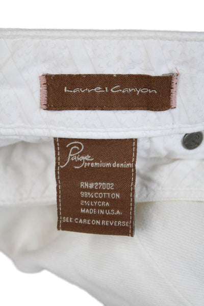 Paige Womens Cotton Low-Rise Zippered Bootcut Jeans Solid White Size 27
