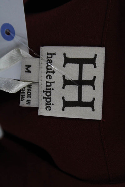 Haute Hippie Womens Neck Tied Long Peasant Sleeve Blouse Wine Red Size M