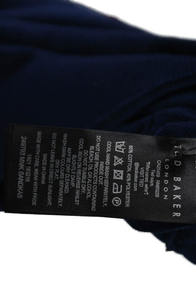 Ted Baker London Womens Cotton Crew Neck Long Sleeve Knit Sweater Blue Size 6