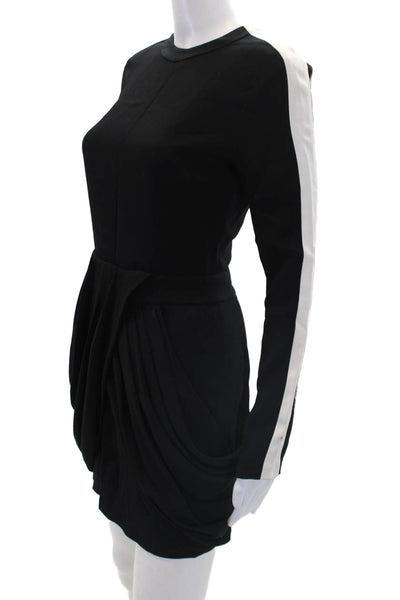 ALC Women's Round Neck Long Sleeves Bubble Hem Bodycon Mini Dress Black Size 2