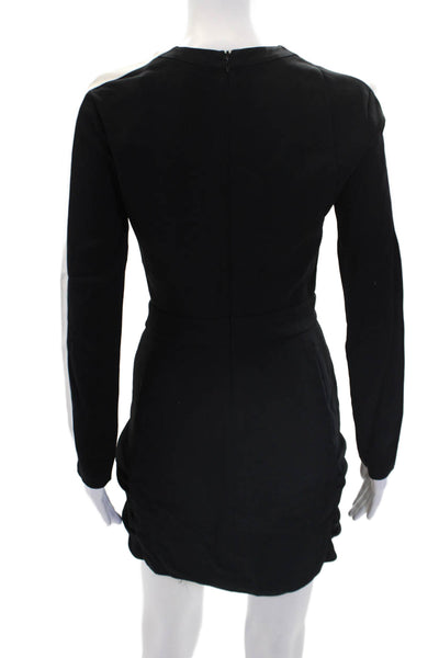 ALC Women's Round Neck Long Sleeves Bubble Hem Bodycon Mini Dress Black Size 2